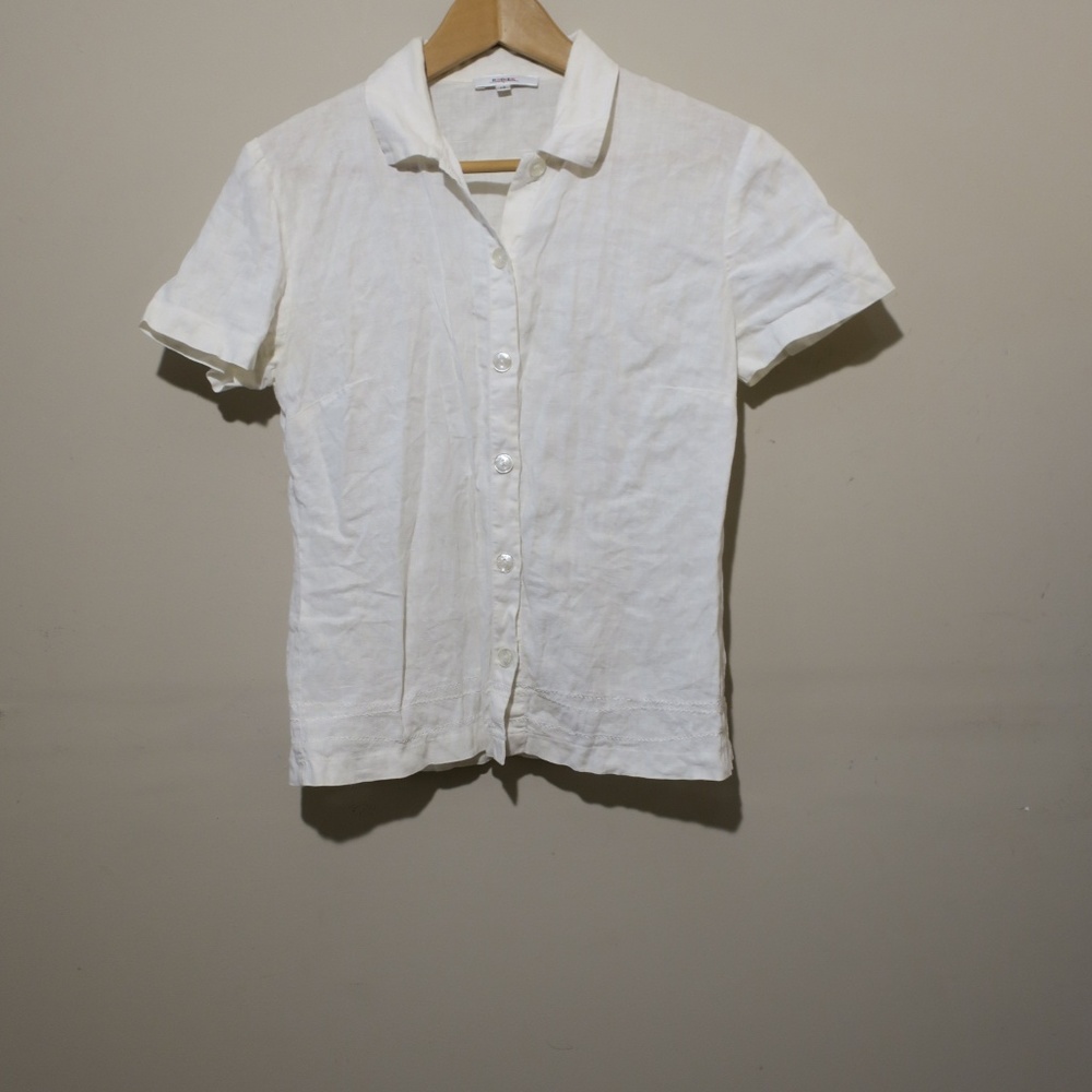 Rodier White Linen Blouse Size Eur 40